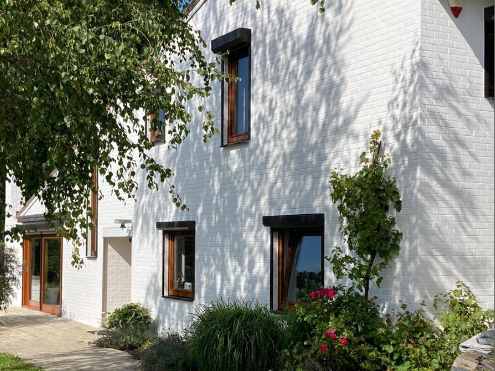 Peinture extérieure d'une villa à Wavre — pendant les travaux